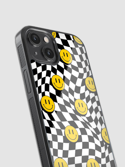 Checks & Smiley Glass Phone Case