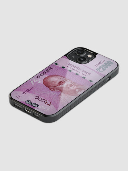 2000 Rupee Print Glass Phone Case