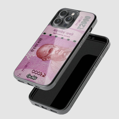 2000 Rupee Print Glass Phone Case