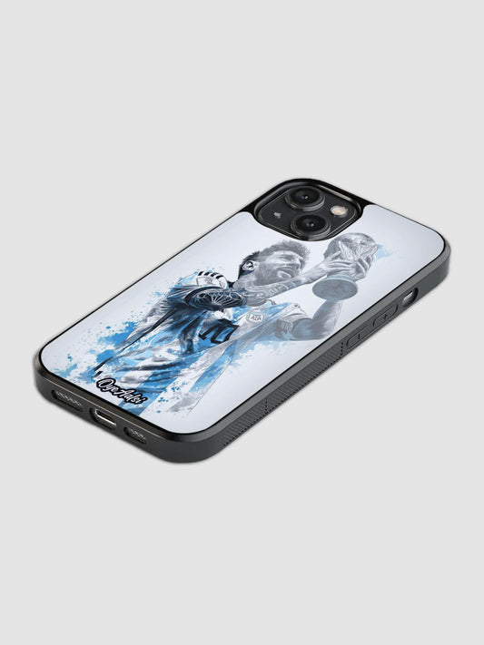 Lionel Messi victory glass phone case with camera protection