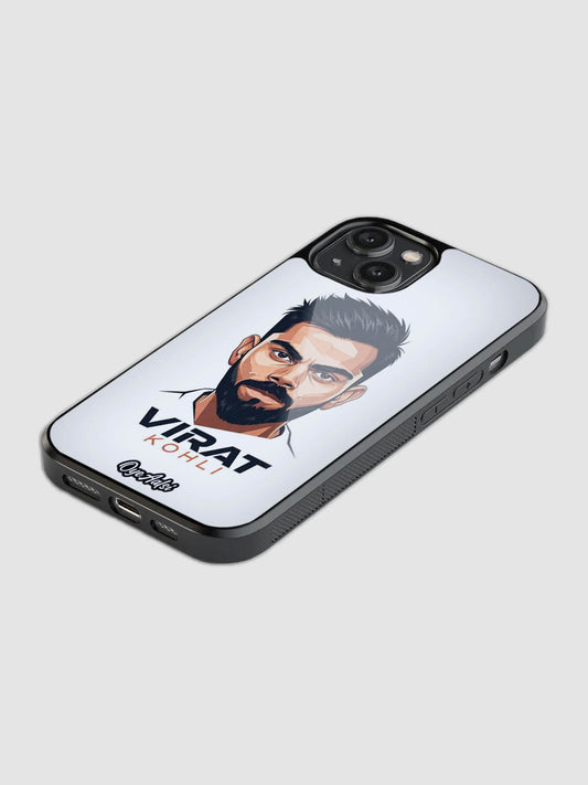 virat kohli printed glass phone case