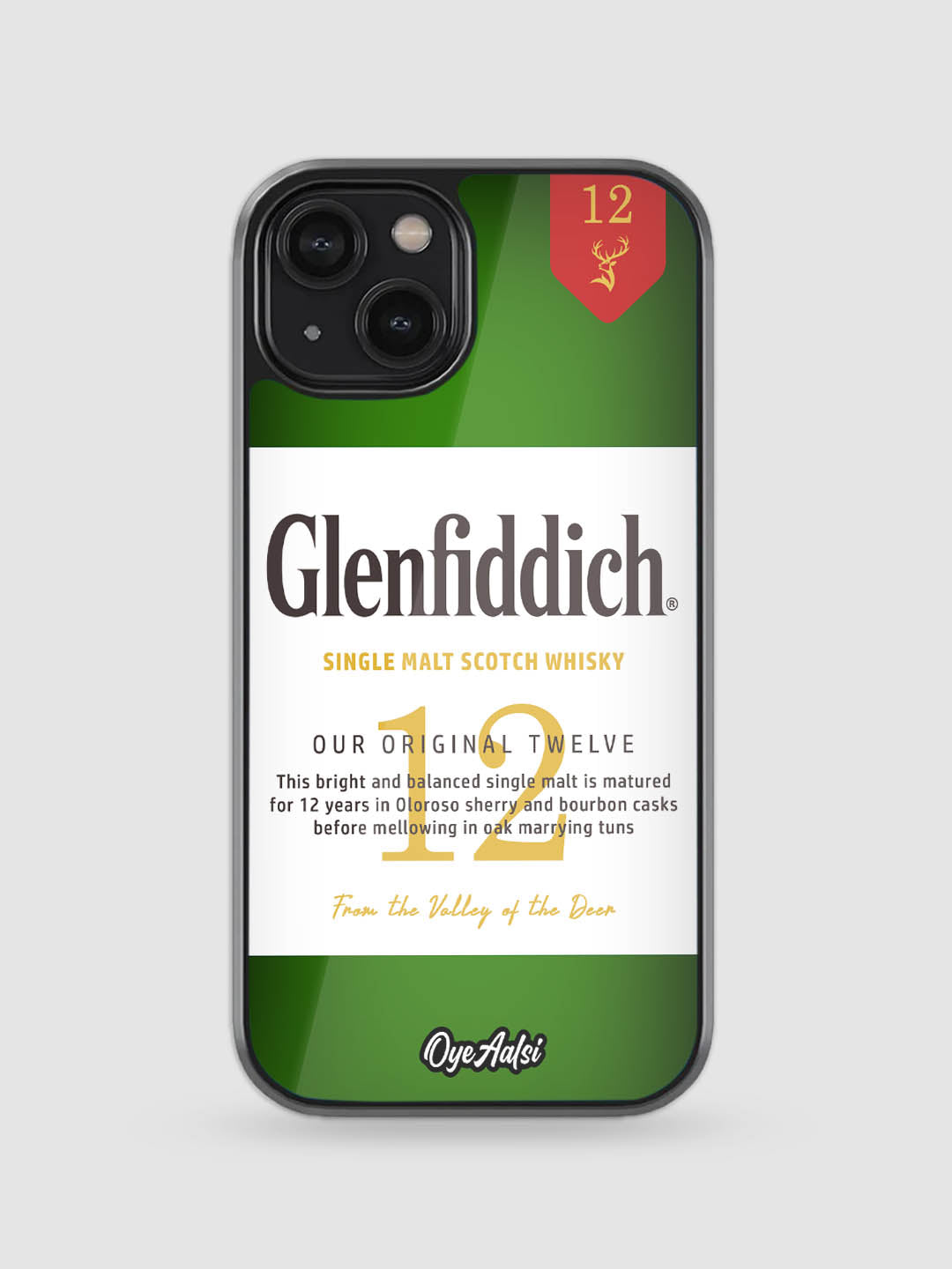 Premium whisky themed printed glass back phone case GF 12 design