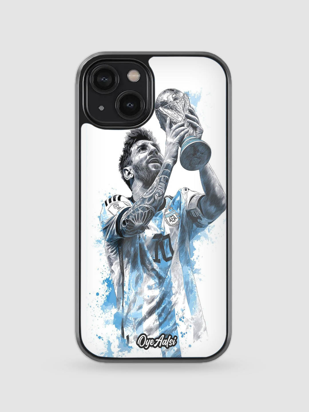 Lionel Messi victory premium glass back cover football design