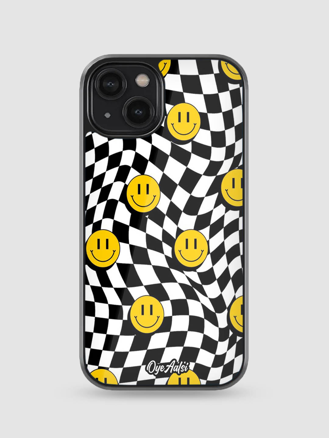 Checks & Smiley Glass Phone Case