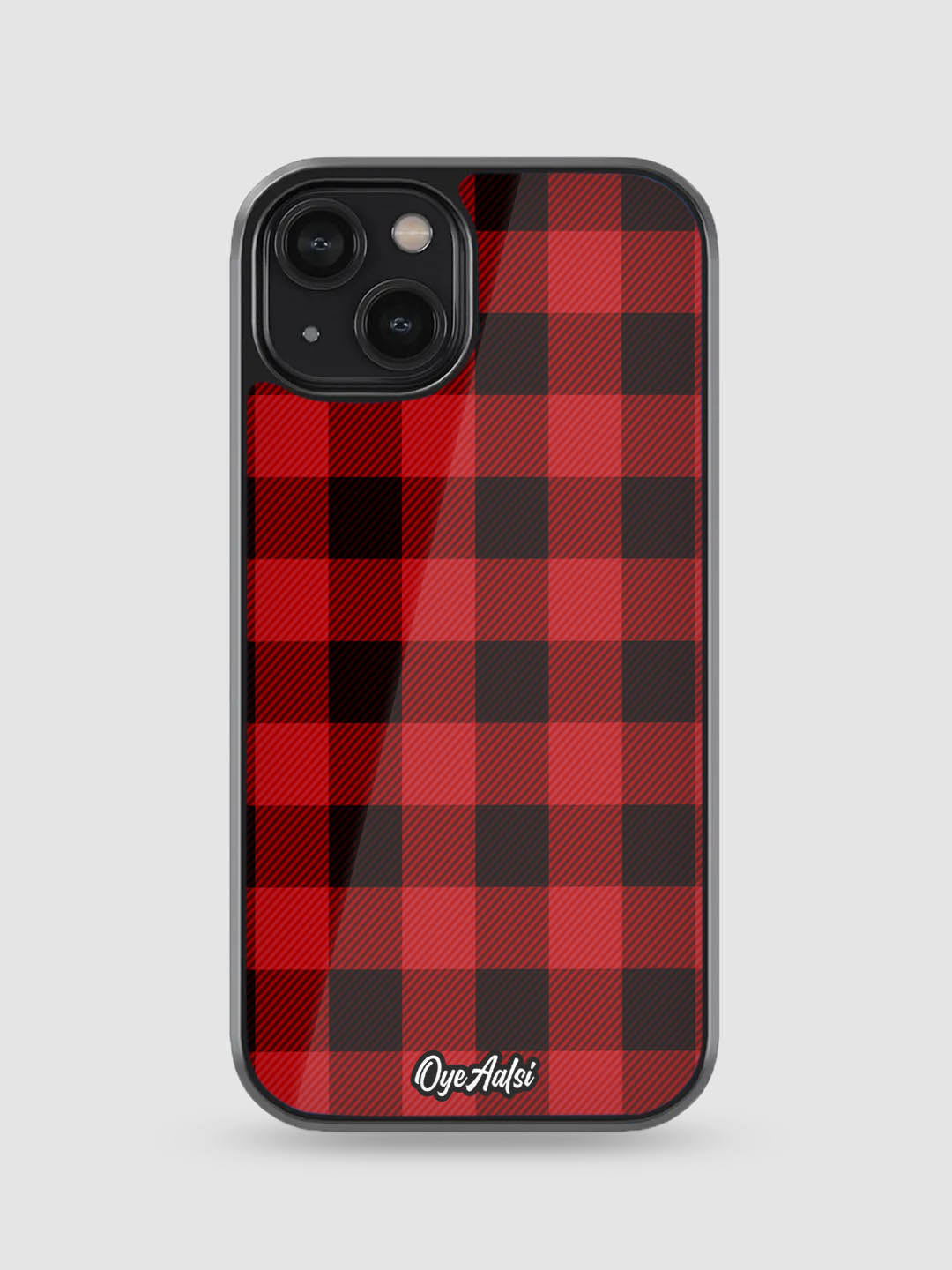 Black And Red Plaid Checks Glass Phone Case