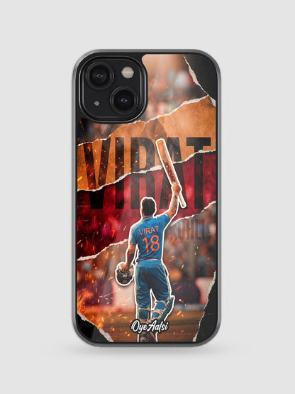 virat kohli printed glass phone case